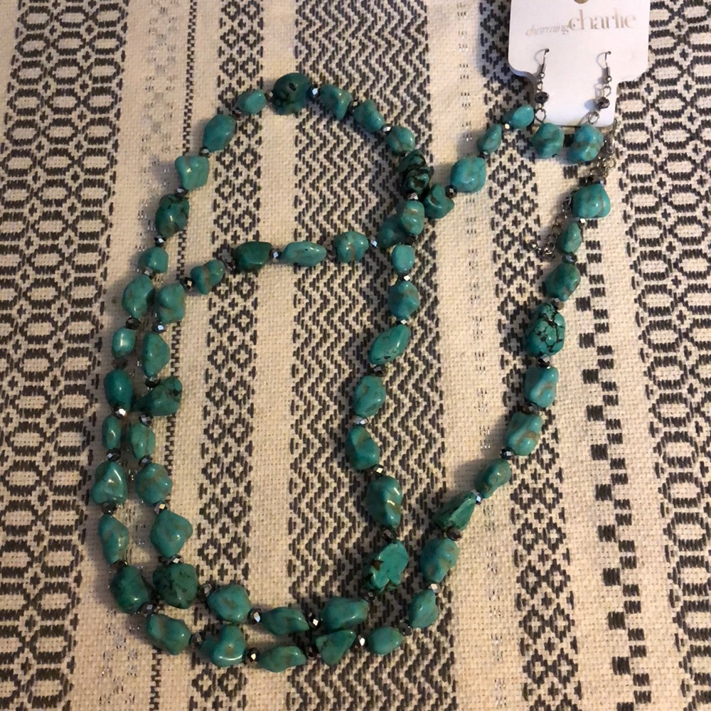 Turquoise necklace and earrings set